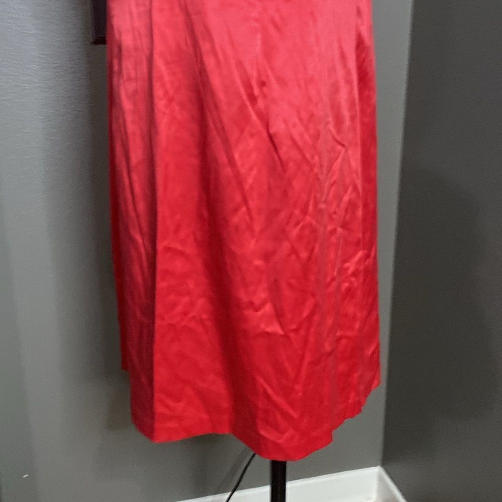 Wishes wishes wishes Salmon Pink Mini Dress Pleated Ruffle bodice Stretch Satin - Picture 3 of 9